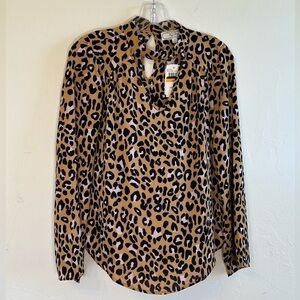 NWT Women’s leopard print boho, bell sleeve blouse by Hippie Rose Sz. S